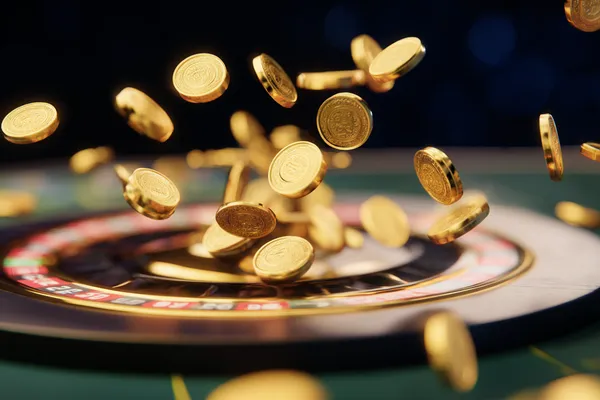 CD444 ক্যাসিনো গেমস — উপভোগ করুন নিরন্তর বিনোদন সোনালি কয়েনের ঝর্ণার মধ্যে ঘূর্ণায়মান একটি রুলেট চাকার ক্লোজ-আপ—যা CD444–এ গভীর ক্যাসিনো অ্যাকশনকে তুলে ধরে।